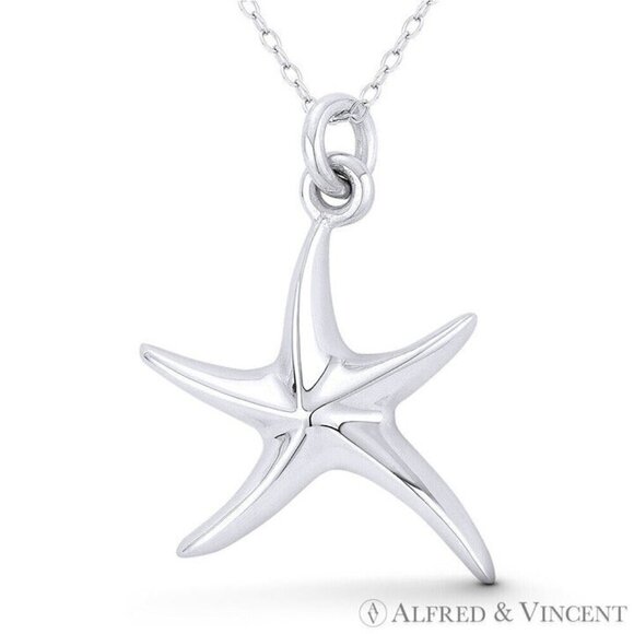 Starfish Ocean Sealife Charm Pendant in .925 Sterling Silver - Picture 1 of 1